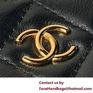 Chanel Shiny Crumpled Calfskin, Resin  &  Gold-Tone Metal Clutch with Chain Bag AP3786 Black 2025